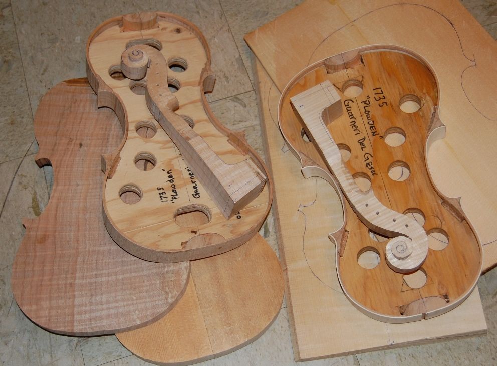 two instruments in progress-viola and violin