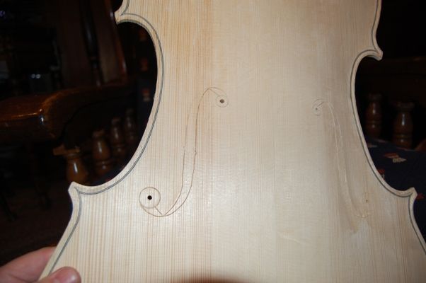 Cello Front Plate with f-holes incised