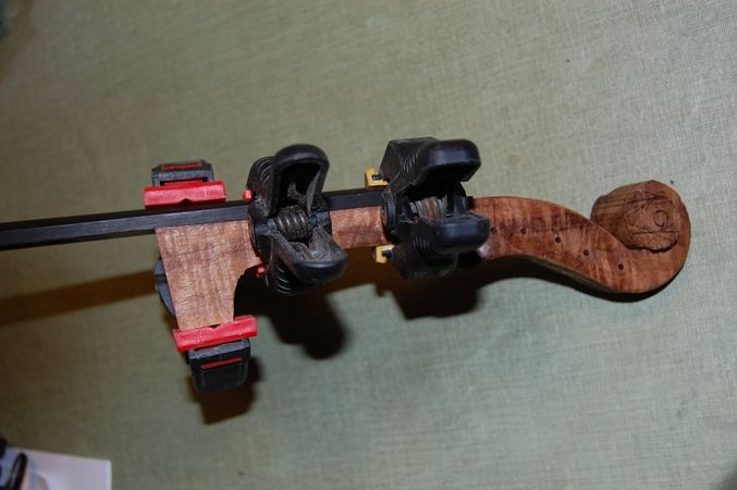 Fingerboard temporarily glued to neck