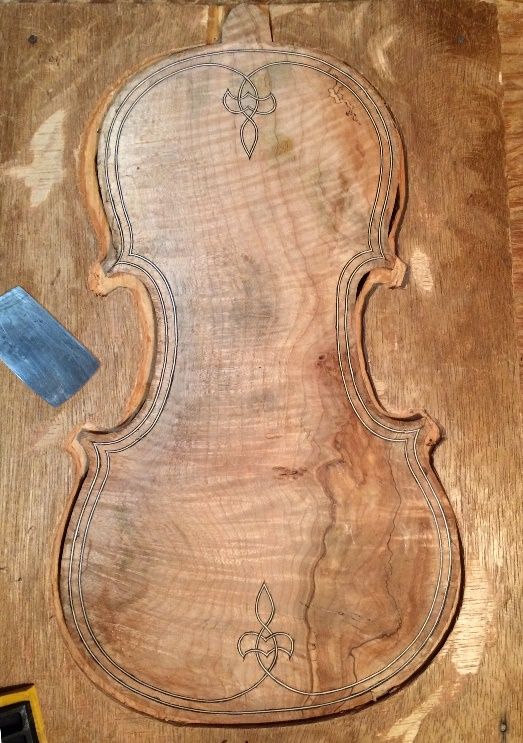 Completed Five-string fiddle back plate