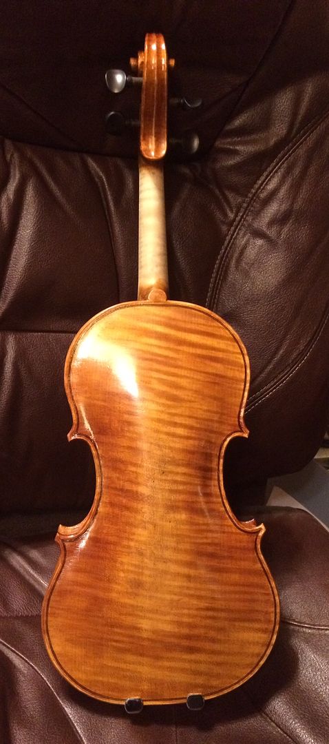 Back view of completed violin.