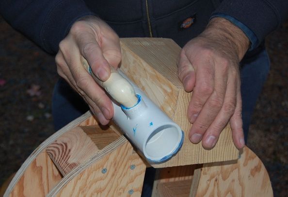 Sanding the neck block,