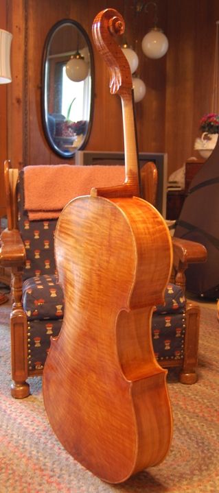 Cello back quarter with four coats of varnish.
