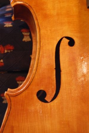 Cello f-hole and corners.