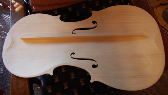 Cello Bass-bar in the rough, viewed from the top.