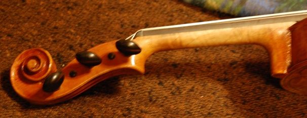 Side View of Oliver Five-string Fiddle scroll
