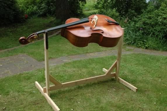 Double Bass in Varnish Stand