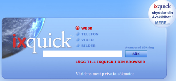 IxQuick Metasökmotor. Bild: IxQuick (http://ixquick.com)