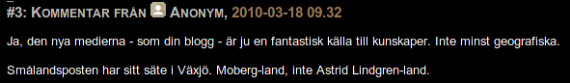 Anonym kommentar. Bild: Thomas Tvivlaren