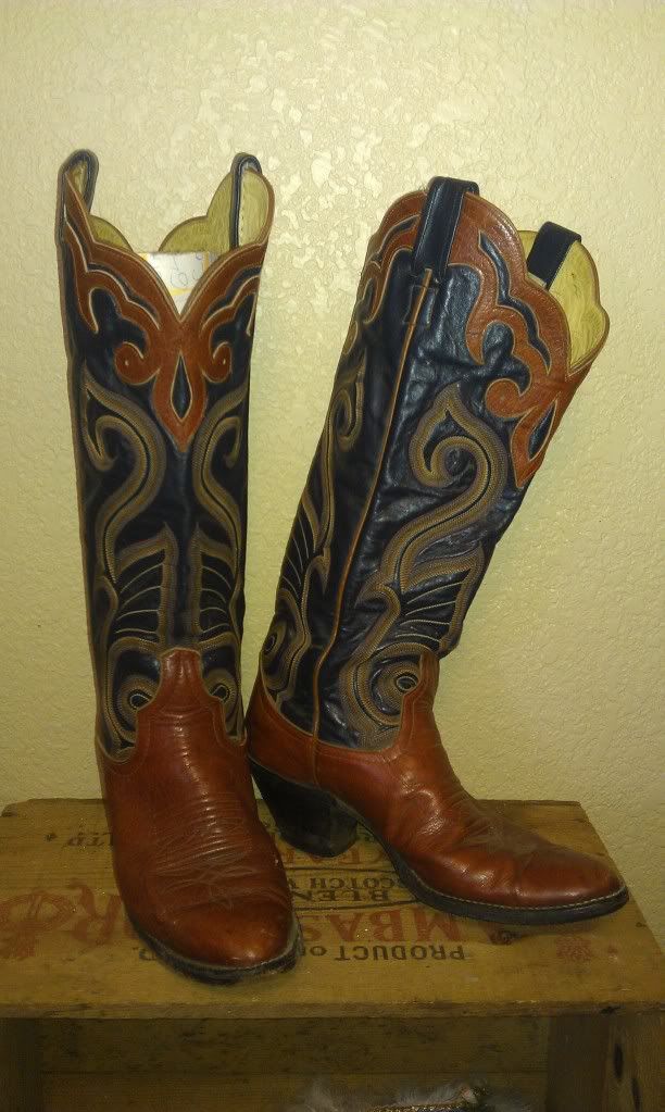 Beautiful Vintage Tall Larry Mahan Womens Cowboy Boots 7.5 | eBay