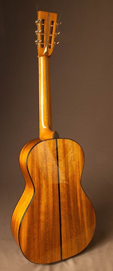 Back view of a commissioned parlor guitar