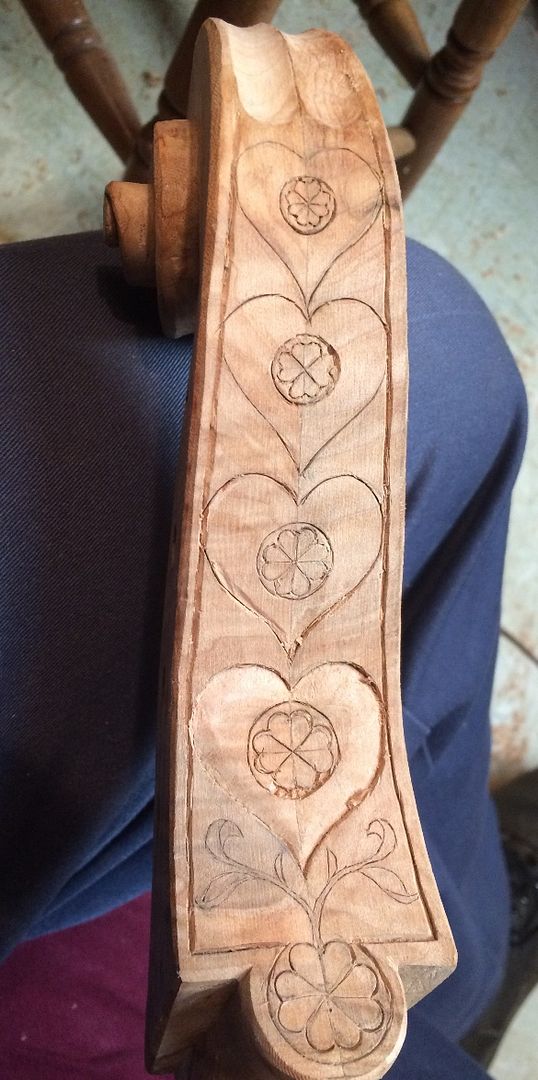 Five-string Cello scroll back progress.