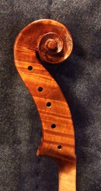 Bass side scroll of the Five-String Fiddle.