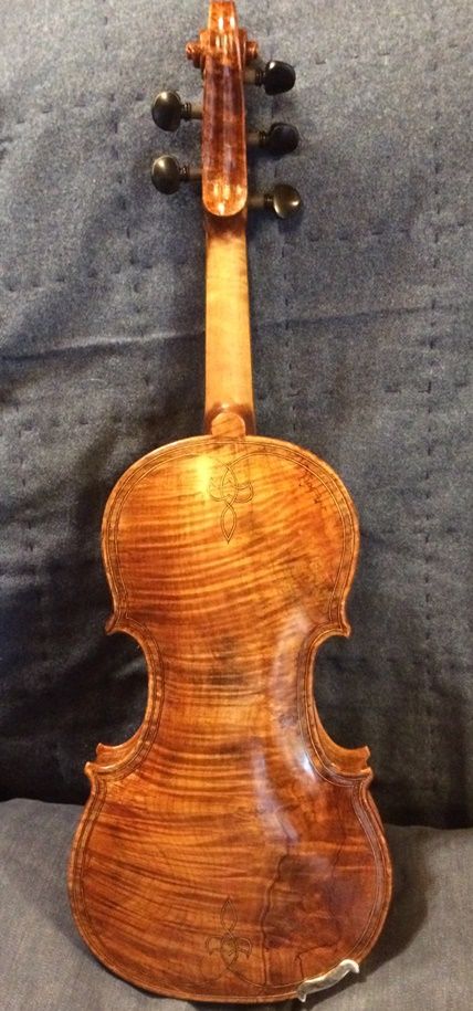 Finished back view of the Five-String Fiddle.