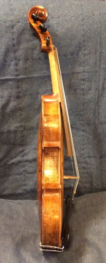 Bass side viw of the finished Five-String Fiddle