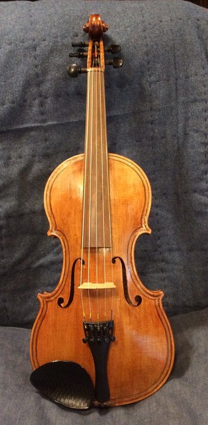 Finished front view of the Commissioned Five-String Fiddle.