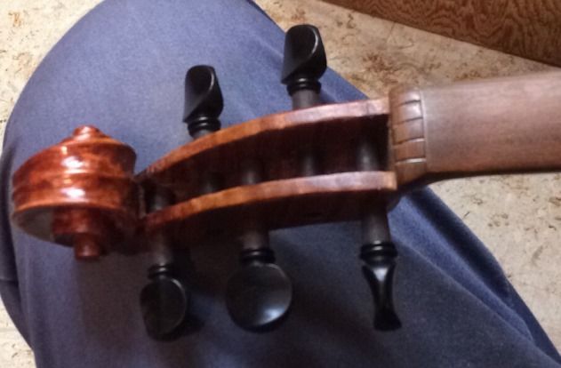 Pegs installed on the Five-String Fiddle