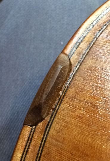 Ipe saddle installed on the Five-String Fiddle