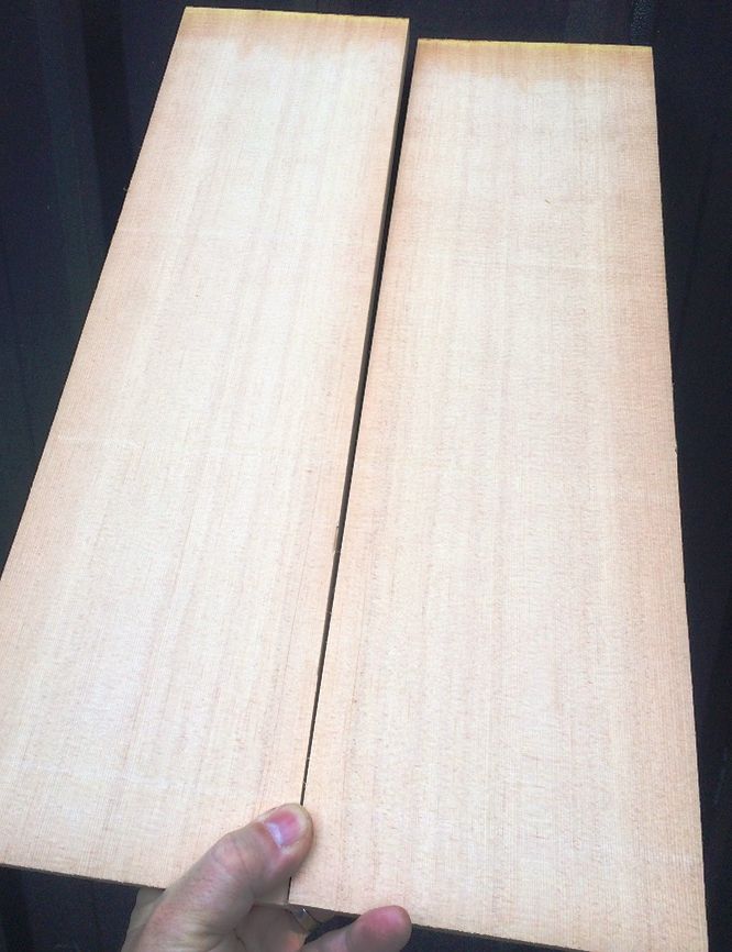 Fine-grained Sitka Spruce for Five-string fiddle top plate.