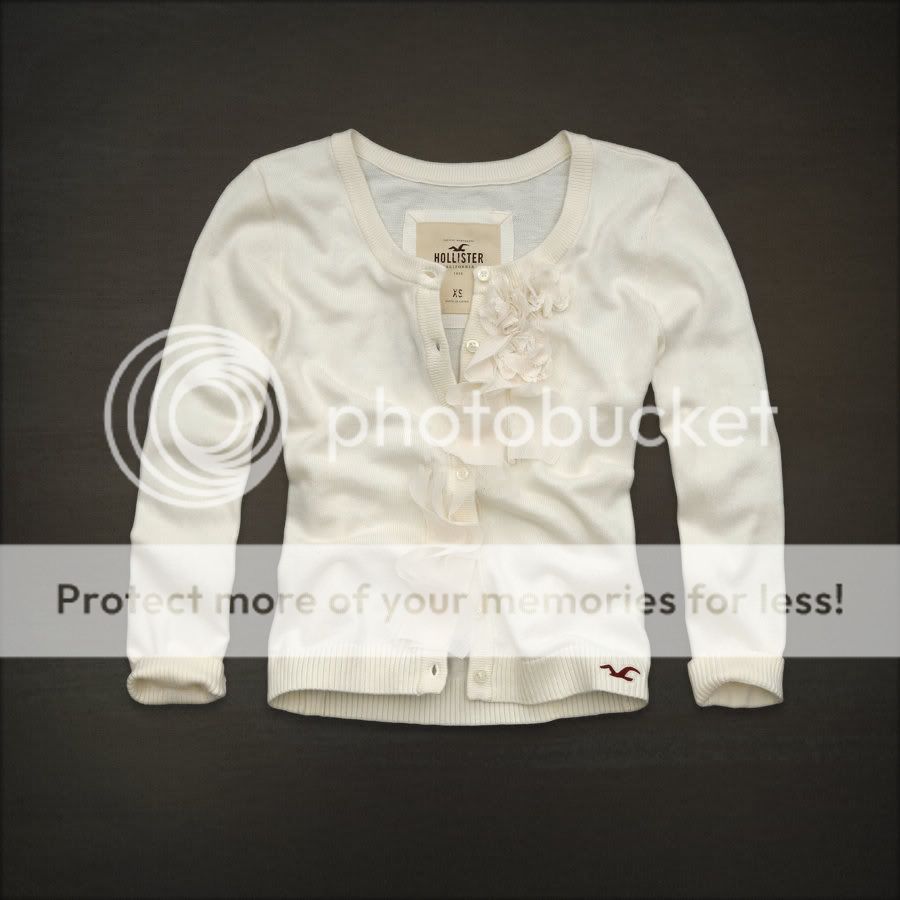 Hollister Cream Cardigan w Flower 3 4 Sleve New Smed