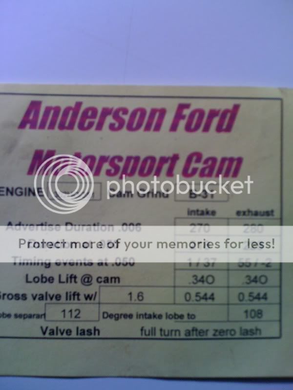 Anderson ford motorsports camshaft #10