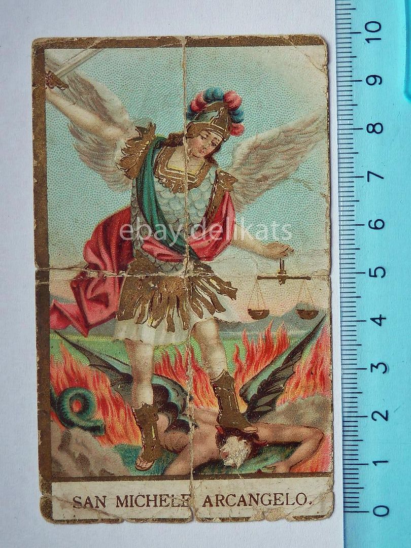 Vecchio santino SAN MICHELE ARCANGELO orazione 1898 holy card eBay